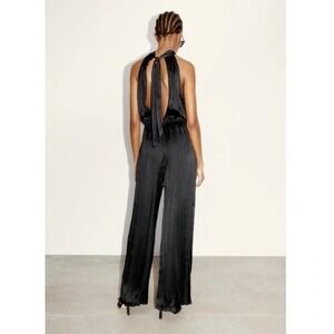 NWT Zara Satin Halter Wide Leg Jumpsuit (XS)
